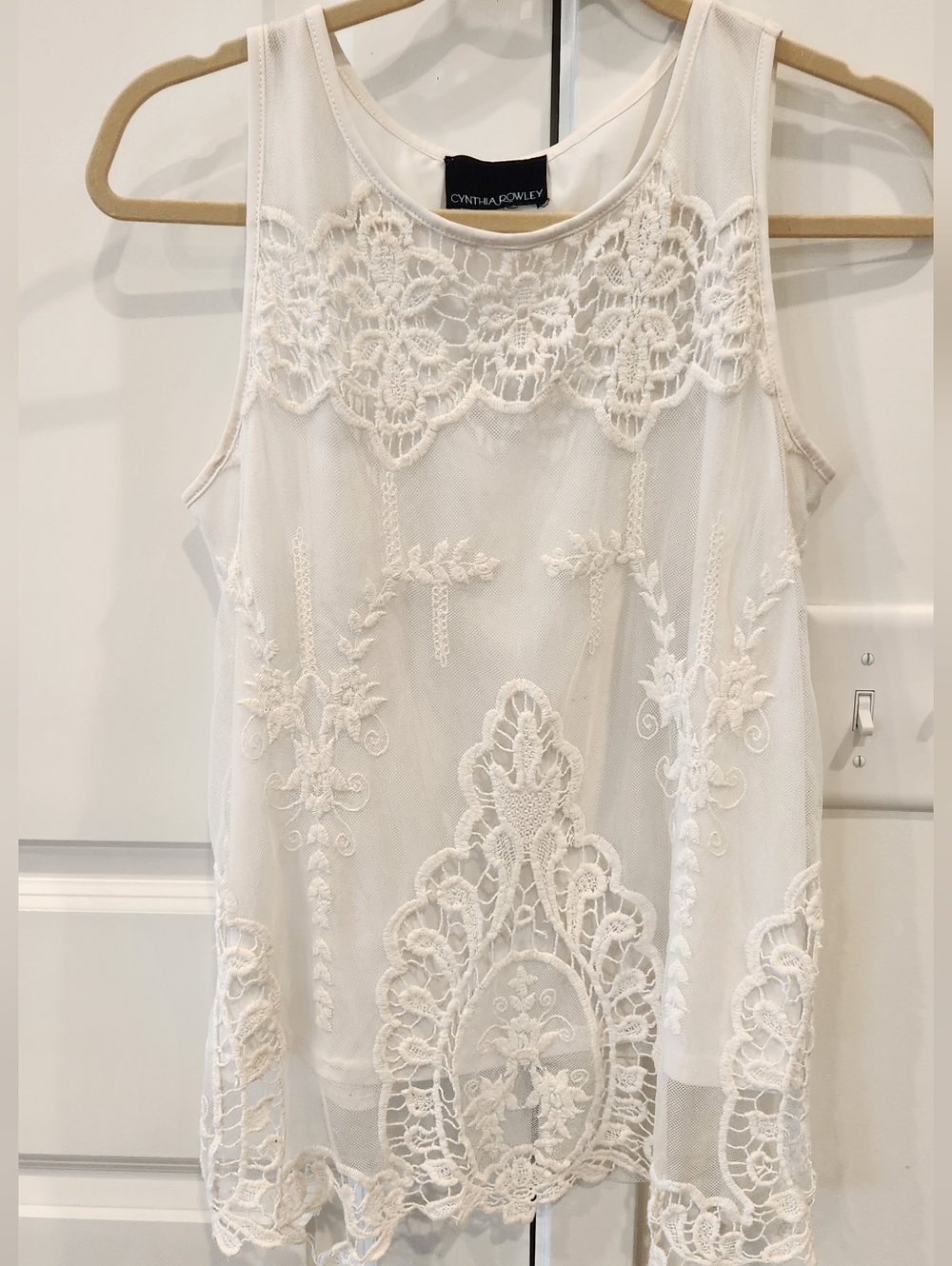 Cynthia Rowley Ivory Lace Overlay Mesh Camisole